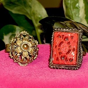 Pair of 2- beautiful vintage handmade rings